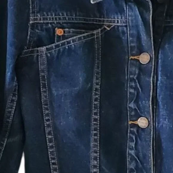 BCBGeneration MaxAzria Dark Wash Blue Denim Trucker Jean Jacket | Like New | S - Picture 13 of 15